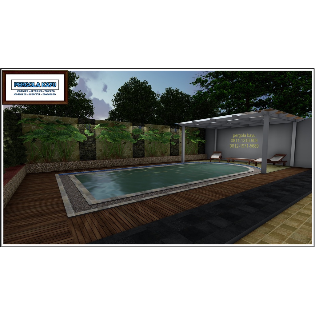 gazebo pergola kolam renang - swimming pool pergola