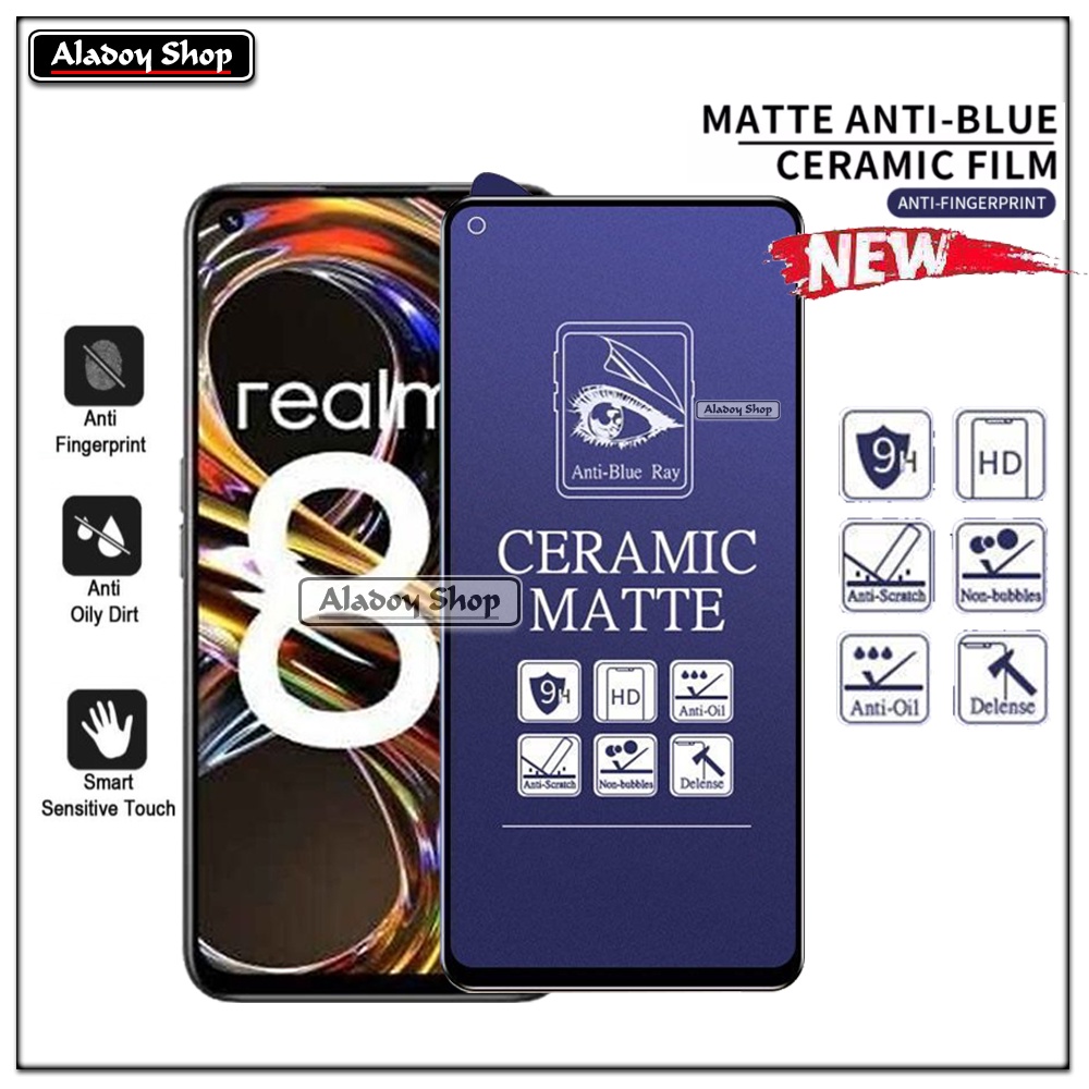 PAKET 3IN1 Anti Gores Blue Matte Anti Glare Realme 8i + Tempered Glass Camera dan Skin Carbon