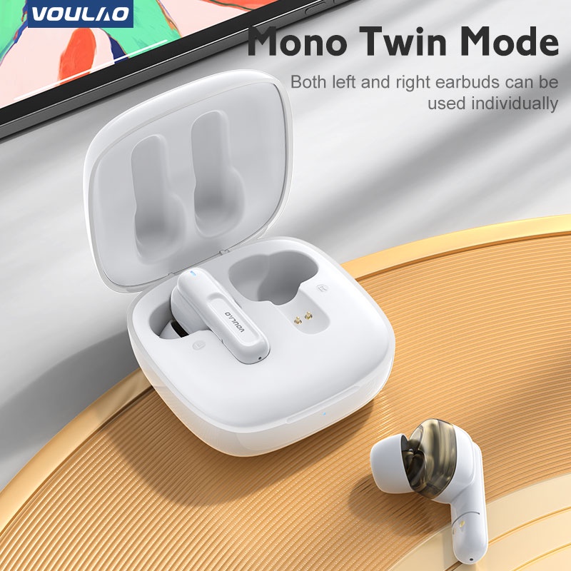 VOULAO VL6 Headset Bluetooth 5.1 TWS Earphone HD Wireless Earbuds Mendukung Android/IOS With Microphone HIFI Stereo