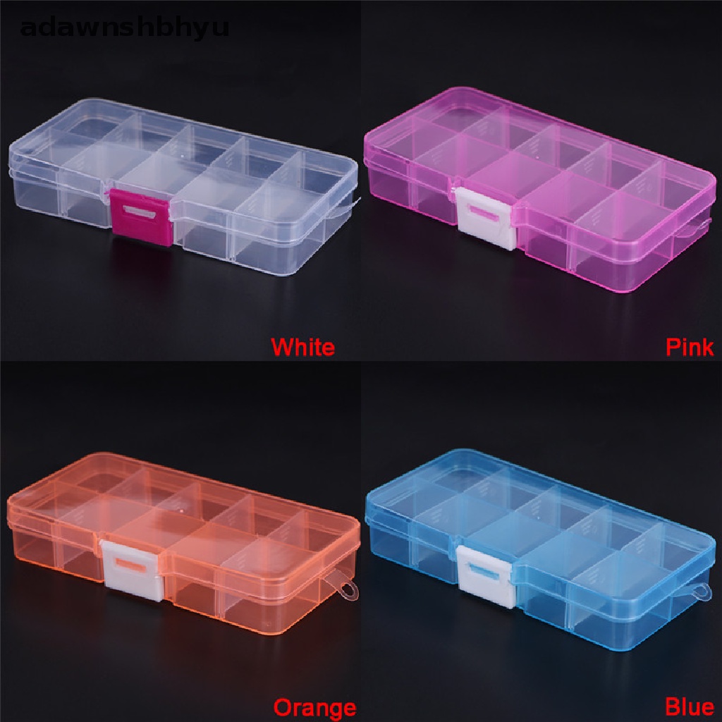 Adawnshbhyu Plastik 10slot Kotak Penyimpanan Perhiasan Adjustable Case Craft Organizer Manik-Manik ID