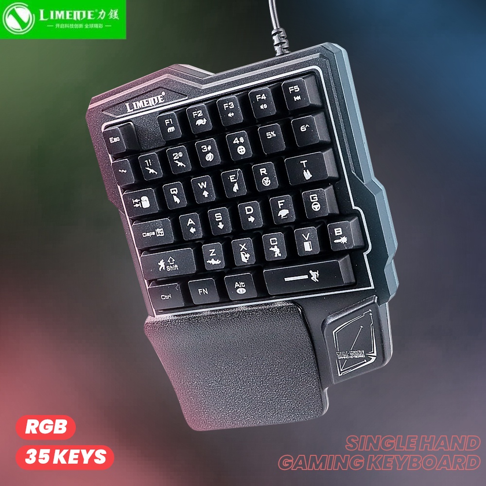 Single Hand Gaming Keyboard RGB 38 Keys - K108 - OMKY1UBK Black