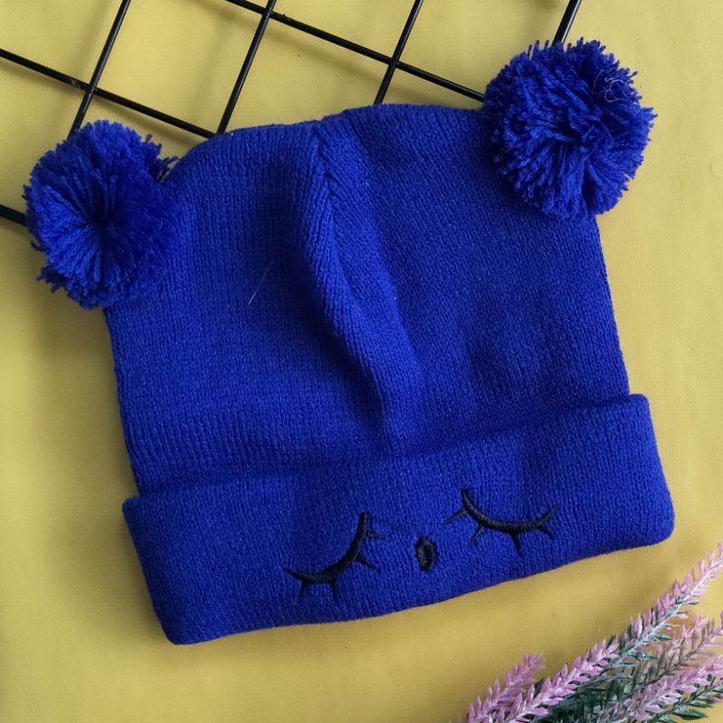 kupluk bayi 3-24 bulan motif pompom sleep