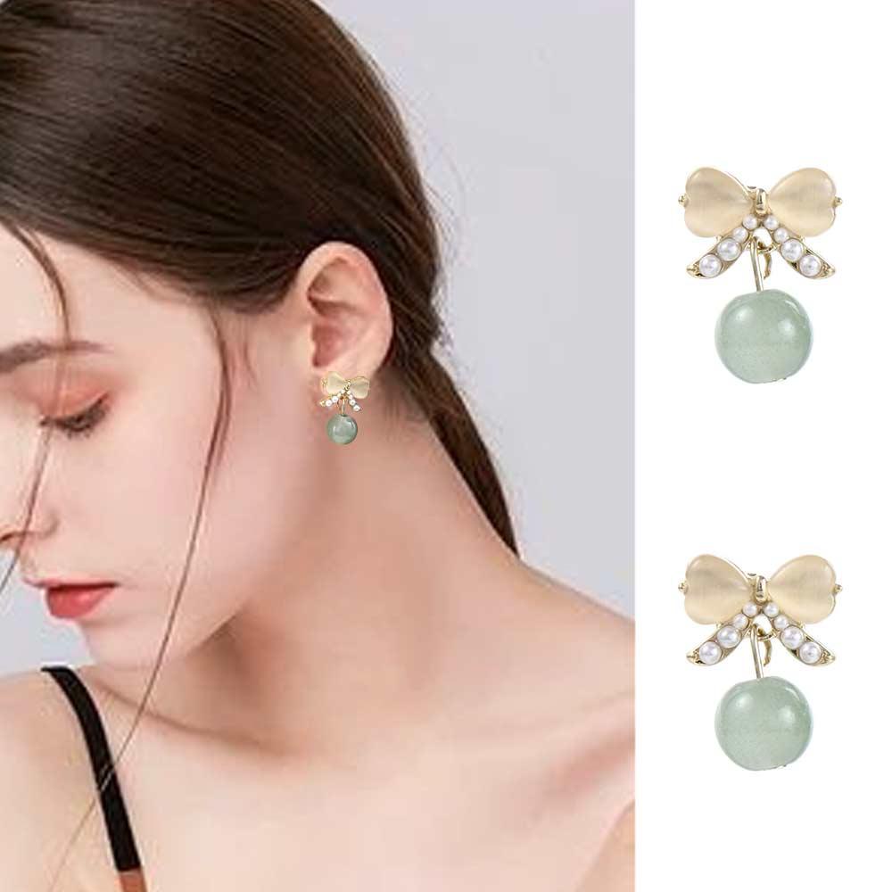 Anting Pejantan Mutiara Agustinina Temperamen Trendi Wanita Giok Indah Alloy Anting Gaya Korea