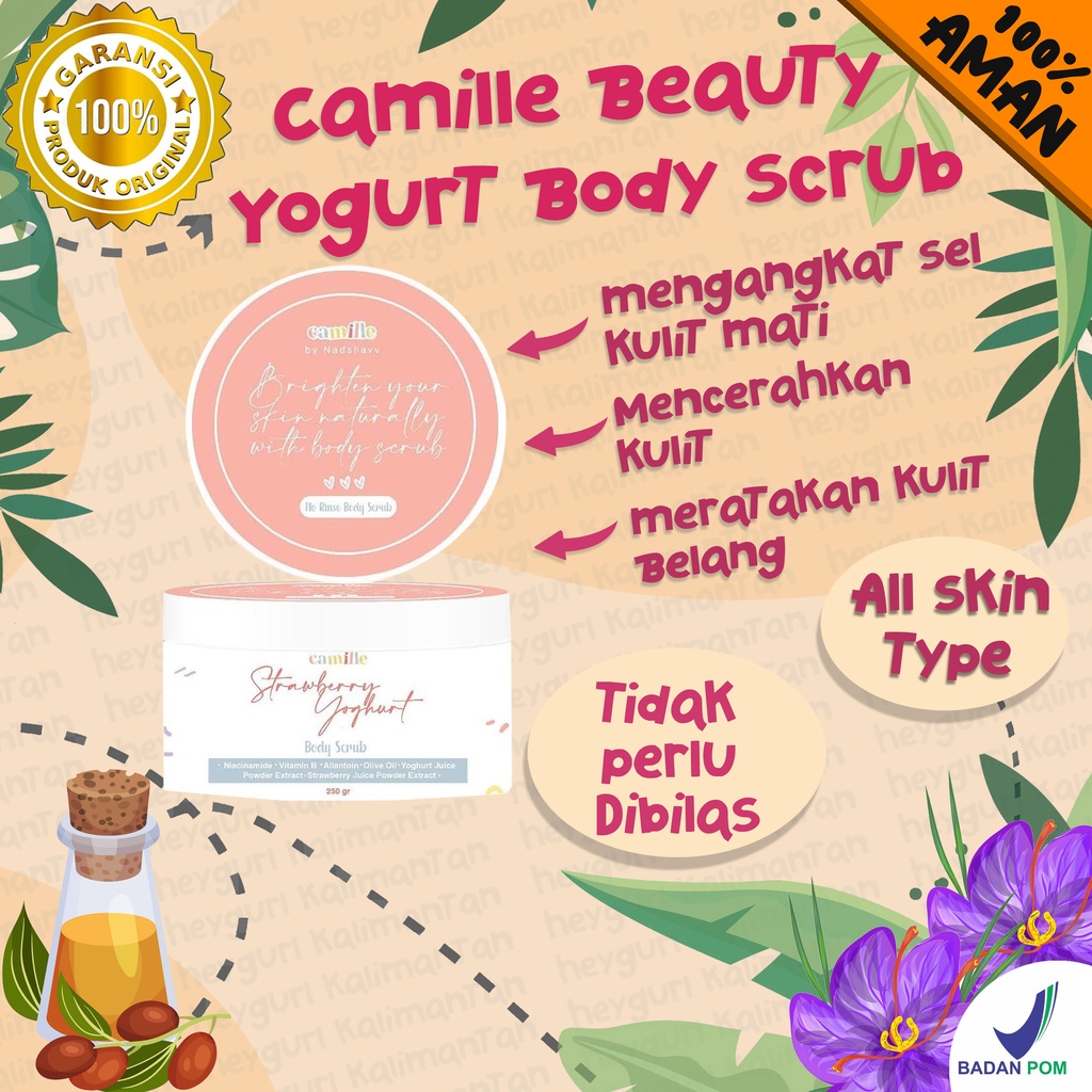 Camille kemil camil camile beauty body scrub skrub skrup sekrap badan pemutih masker camille milk su