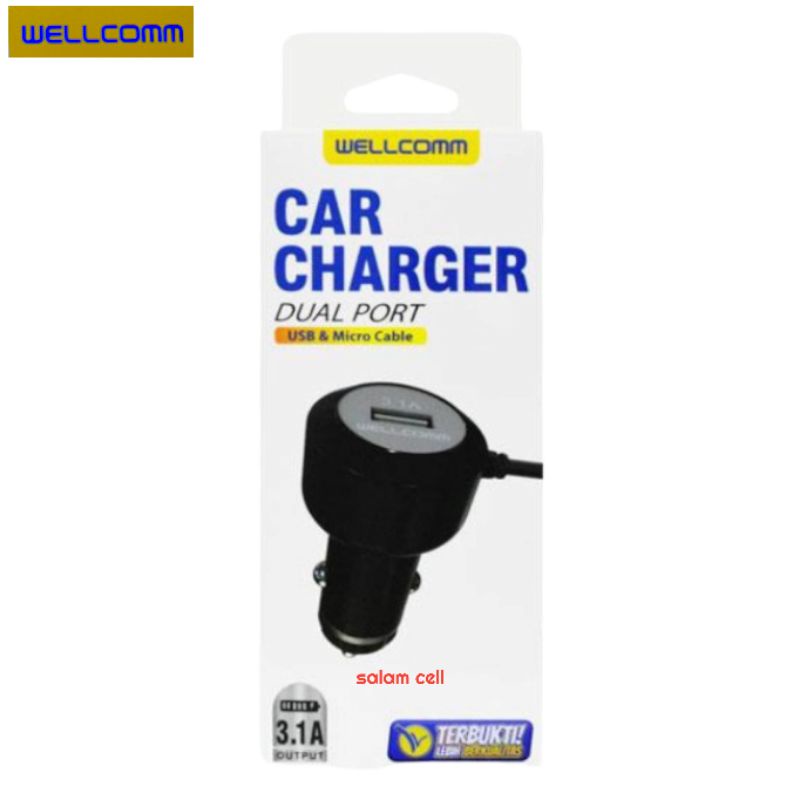 Charger Mobil WELLCOMM Fast Charge Type-C 4Usb Konektor Original