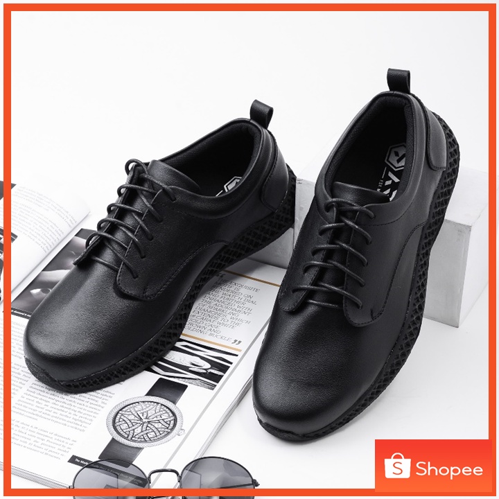 REUS BLACK - Sepatu Formal Pria Kulit Pantofel Hitam Oxford Kerja Kantor Pentopel Pantopel Fantofel Casual Original Kasual