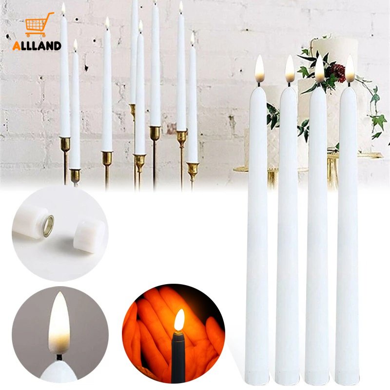 Lampu Lilin ABS Flameless Portable Tenaga Baterai/ Meja Makan Lampu Lilin Tiang Panjang Romantis/ Lampu Candelabra Hias Pesta Natal