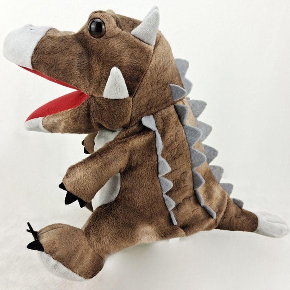 Quinton Boneka Tangan Dinosaurus Mewah Manusia Hidup Triceratop Mainan Anak Kreativitas Anak Hadiah Boneka Mainan Edukasi Plush Doll Story Telling Dolls Plush Dino Hand Puppets