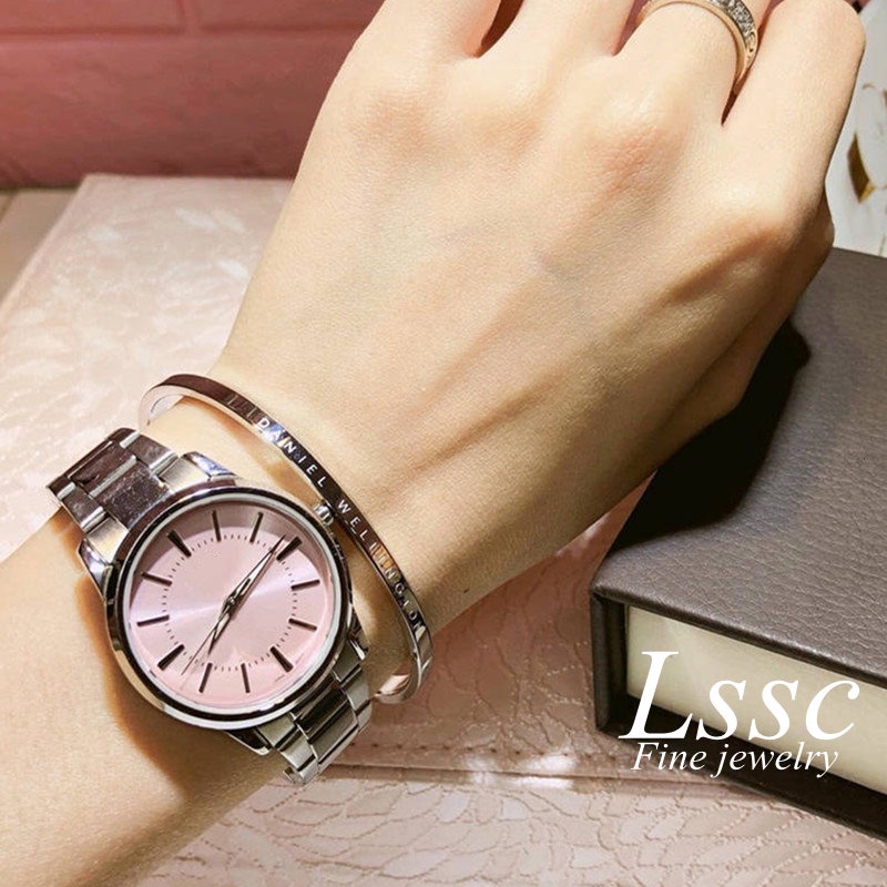 Gelang Titanium Wanita Anti Karat Emas 18K Huruf Bangle Couple Pasangan Perhiasan Fashion Korea