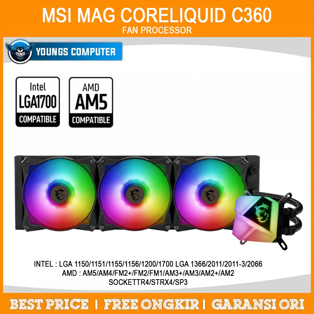 CPU COOLER MSI MAG CORELIQUID C360 | ARGB All In One Liquid Cooling