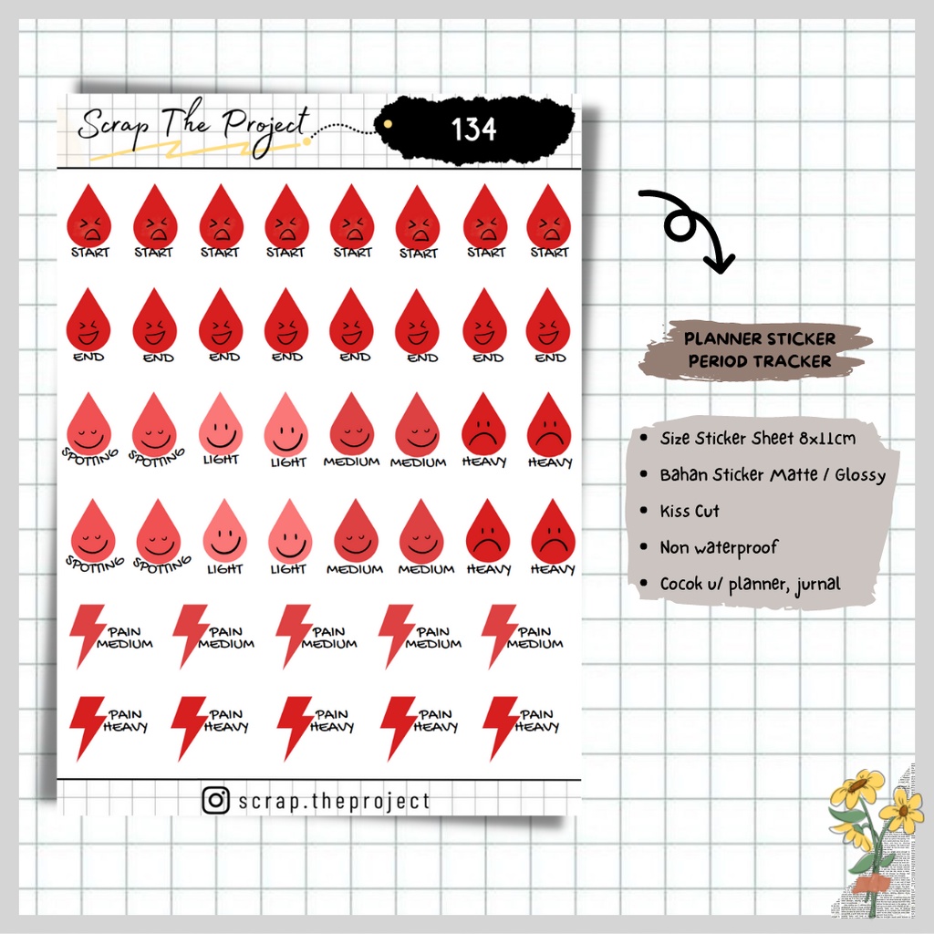 

STICKER PLANNER JOURNAL / STICKER BLOOD PERIOD TRACKER / STP - 134