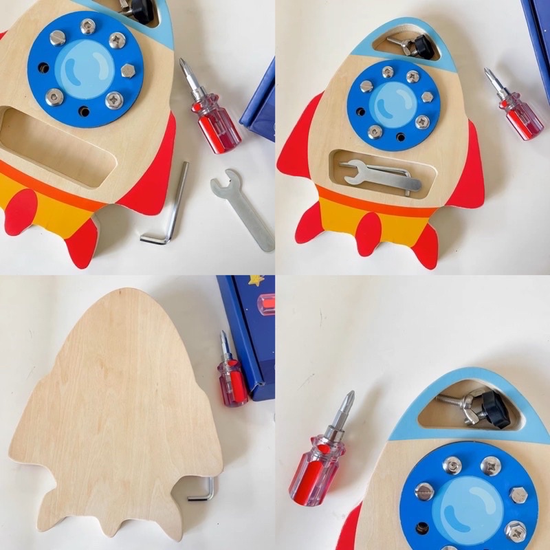 wooden screw driver board papan belajar obeng mainan motorik anak basic life learning montessori toys mainan motorik anak - kado anak cowok - hadiah anak laki laki