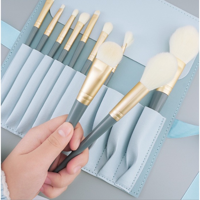 Make Up Brush Powder Foundation Kuas 10 pcs BIRU