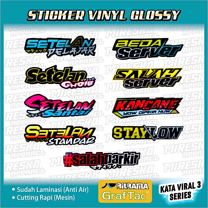 TERLARIS STICKER KATA-KATA VIRAL SERIES 3 | STIKER HELM MOTOR CUTTING VIRAL HOLOGRAM | KATA-KATA | S