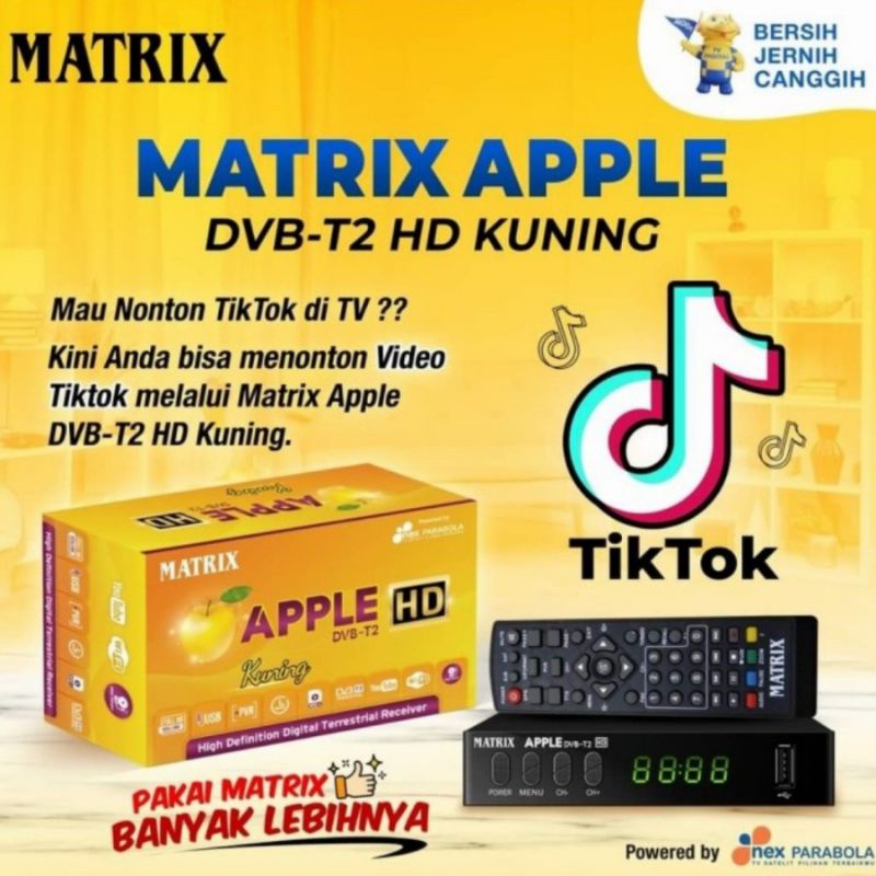 STB SET TOP BOX DVB-T2 MATRIX APPLE KUNING
