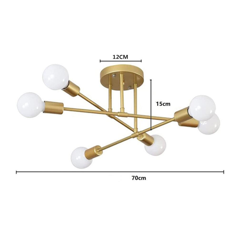 Timekey Lampu Gantung Plafon Modern 6kepala Rumah Ruang Tamu Kamar Tidur Dekorasi Lampu Plafon Ruang Makan Besi Lampu Plafon-Tanpa Bohlam P5S9