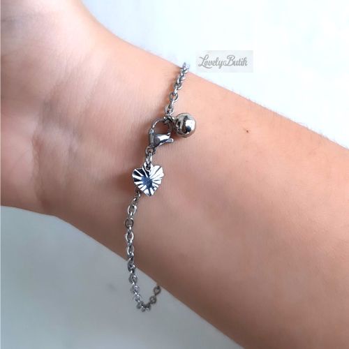 Gelang Tangan Wanita Titanium Anti Karat dan Luntur 4disa Gelang Rantai Model Nori Polos Kerincing Krincingan - Lovelybutik