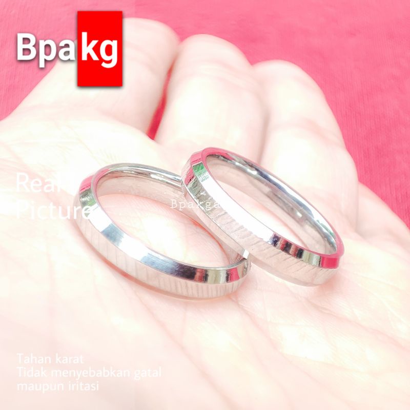 Cincin titanium motif ban ukir Anti karat # Cincin sterling Silver Besi Putih Asli Anti Luntur Awet 