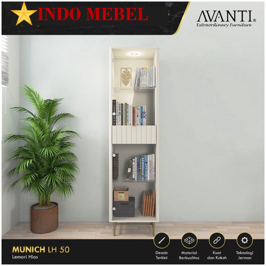 Lemari Hias / Rak Kaca Display Pajangan / MUNICH LH50 Putih Kecil