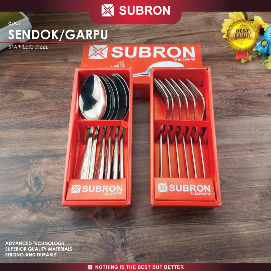 Sendok Garpu Makan 35 Gram 1 Box 6 pcs Stainless Steel Tebal - SUBRON