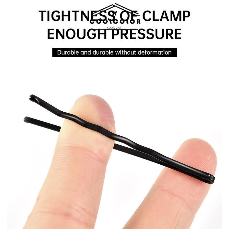 COD❤️Jepit Rambut Bobby Hitam Sederhana Tak Terlihat Bentuk Datar Bergelombang Jepit Rambut Pengantin Anak Perempuan- cl