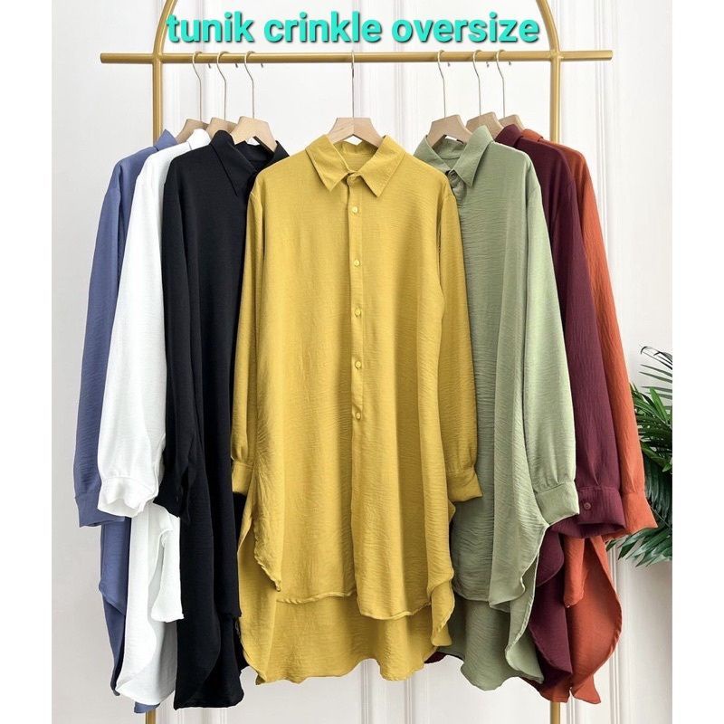 TUNIK POLOS CRINKLE AIRFLOW WANITA TERBARU / LONG TUNIK POLOS CRINKLE