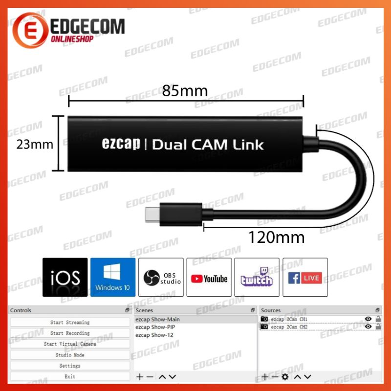 EZCAP 314 Type C to Dual HDMI Capture Cam Link 2 input HDMI / EZCAP314