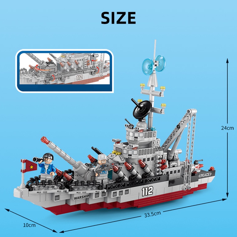 Ready✨Mainan Anak laki-laki/Warship model/Military Building Blocks/City Police Battleship Robot Toys