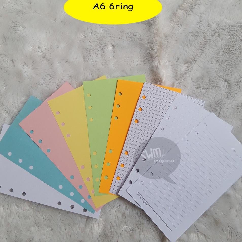 

BFT-74 A6 6ring - isi binder refill loose leaf kertas file filler color warna polos bergaris kotak titik [AMB]