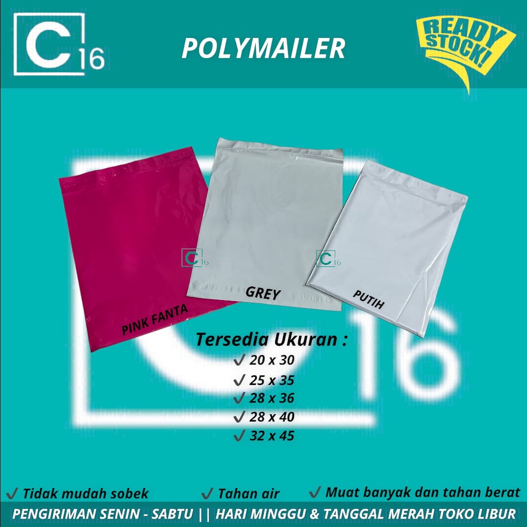 

[HARGA PER 100 LEMBAR] Plastik Packing Baju / Polymailer Olshop LDPE Glossy Lem Perekat Termurah Makassar