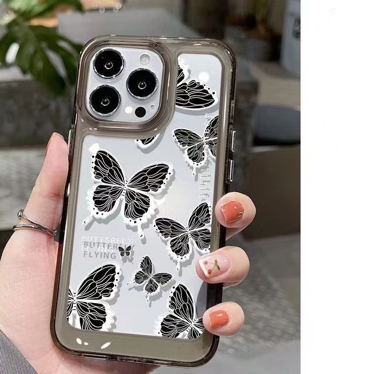 IPHONE Night Butterfly Soft Phone Case Kompatibel Untuk Iphone14 13 12 11 Pro XS Max X XR 7 8 Plus Transparan Shockproof Casing TPU Cover