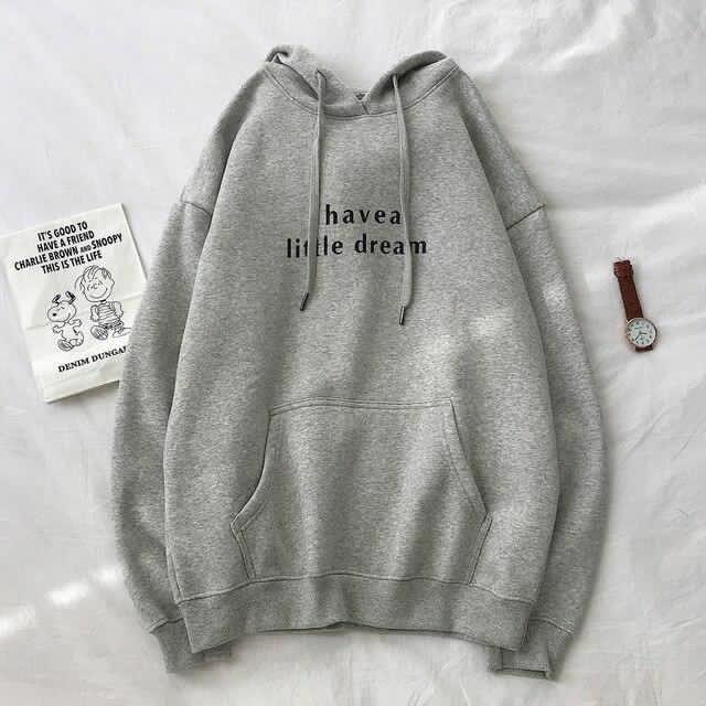 Tq88indonesia Fashion Baju Switer Wanita Terbaru /  LITTLE DREAM FLEECE HOODIE SWEATER / Busana Casual Cewek / Sweater Topi  Fashion / Ootd Kekinian