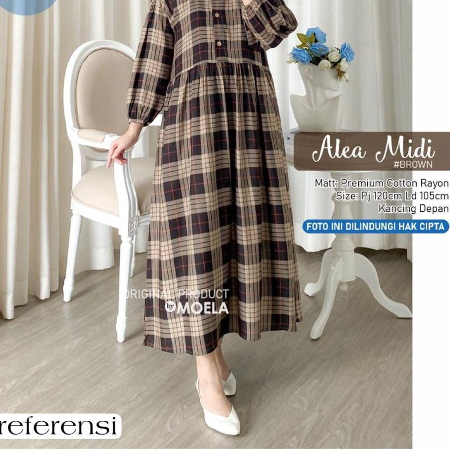 Midi Dress Jumbo Wanita Kekinian 2021 Bahan Rayon Premium (FREE MASKER) Model Alea Gamis Big Size Te