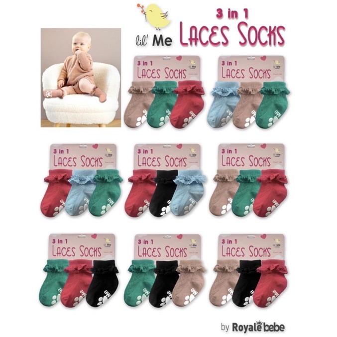 KAOS KAKI ANAK 3IN1 KAOS KAKI BONEKA 3IN1 KAOS KAKI BABY KINGDOM