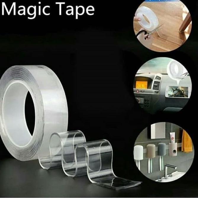 

ツ GTNM01 Grip Tape 100 cm Double Isolasi Dinding Tembok Lakban 3cm Ivy tapes serbaguna transparan ➵