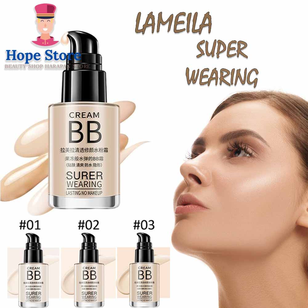 Hope Store - Lameila BB Cream Super Wearing MakeUp Foundation / Krim Pelembab &amp; Pemutih Wajah Waterproof Anti Air