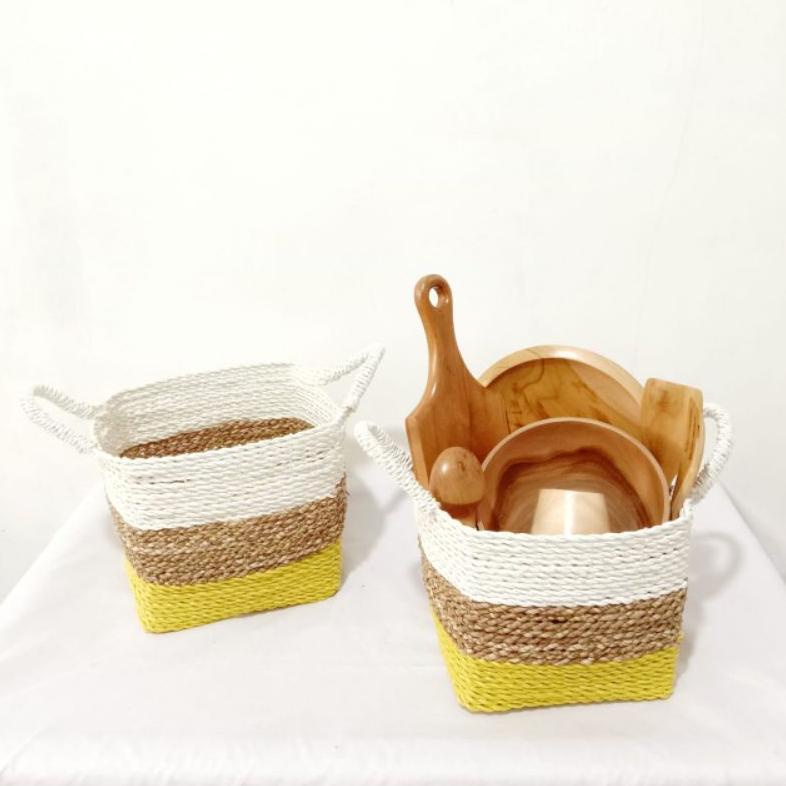 Keranjang Anyaman Keranjang Parcel Cover Pot Besar Cover Pot Tanaman Keranjang Pot Keranjang Handle