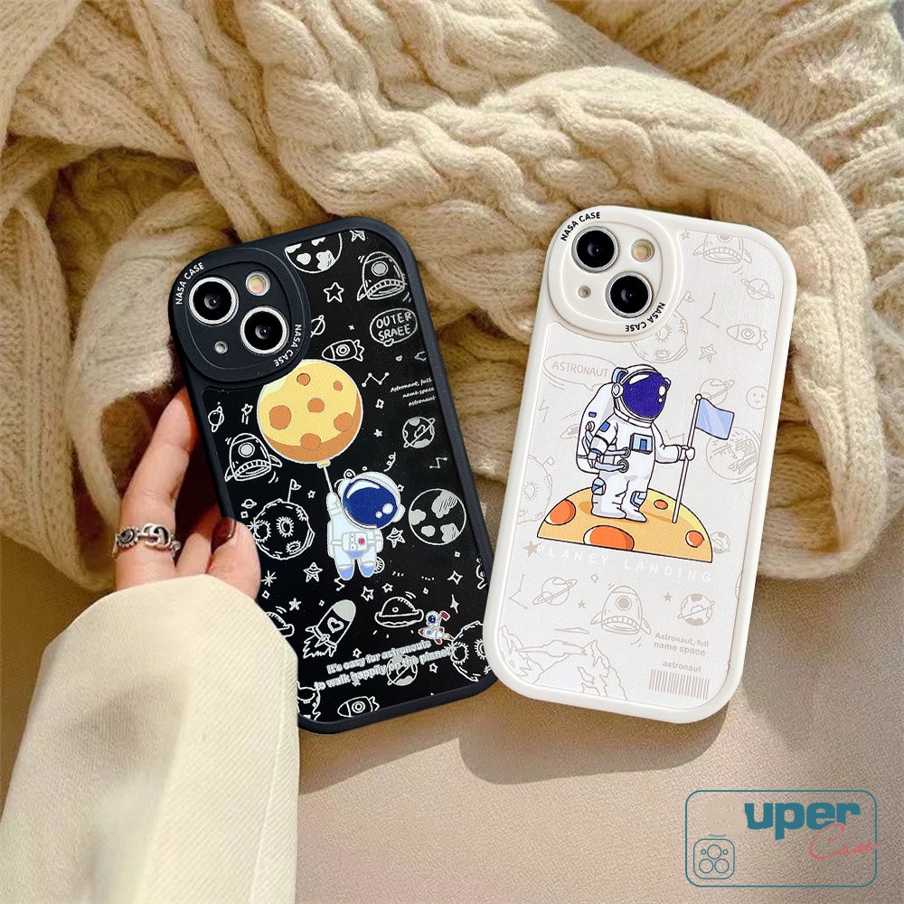 Case Astronot Kartun Redmi 10C 12C 9A 910a 10 9T A1 9C POCO M3 F4 X3 NFC Pro Redmi Note10 10s 11 11s 8 9 9s 11 Pro Plus K40S Mi 12 11 Lite 11T NFC Trendy NASA Soft Cover Antariksa