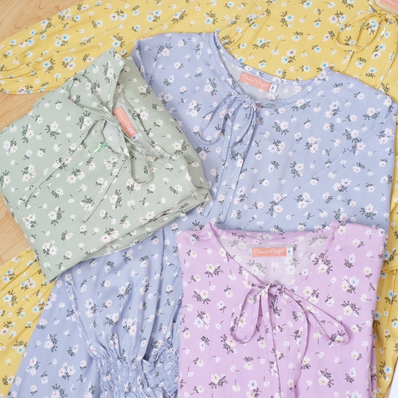 Ounadoutfit Karin dress wanita premium | dress muslimah motif bunga | dress rayon busui | homedress | baju wanita muslimah