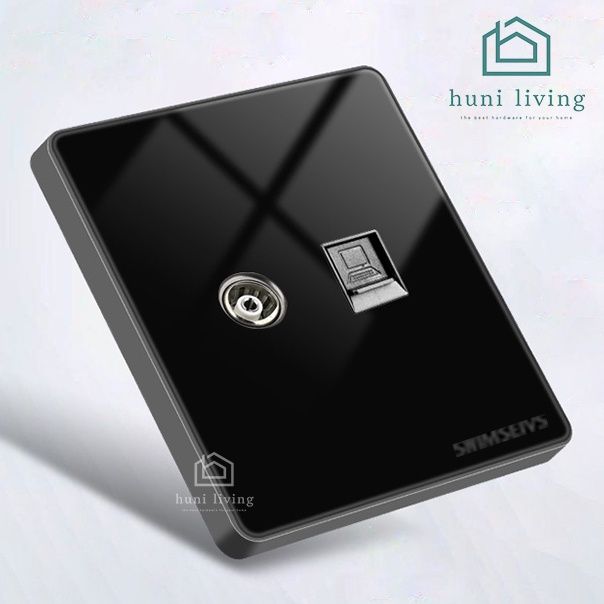 Saklar / Sakelar Lampu Hitam Black Glossy 1/2/3 Gang Electrical Switch 2 Way Engkel Hotel 2 Arah Bahan Akrilik