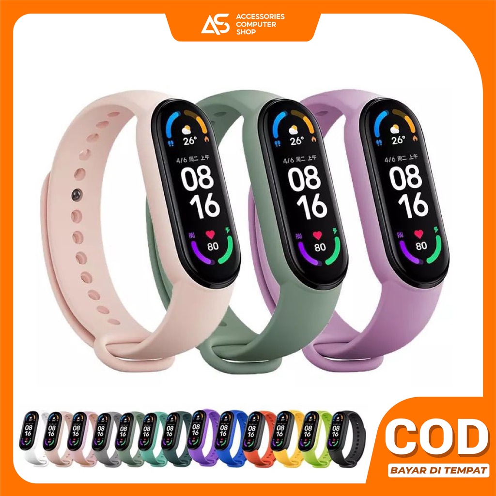 Strap MiBand 3/4/5/6 Strap Silicone Tali Pengganti Xiaomi Mi Band 3/4/5/6 Warna Polos AH033 -  ACS