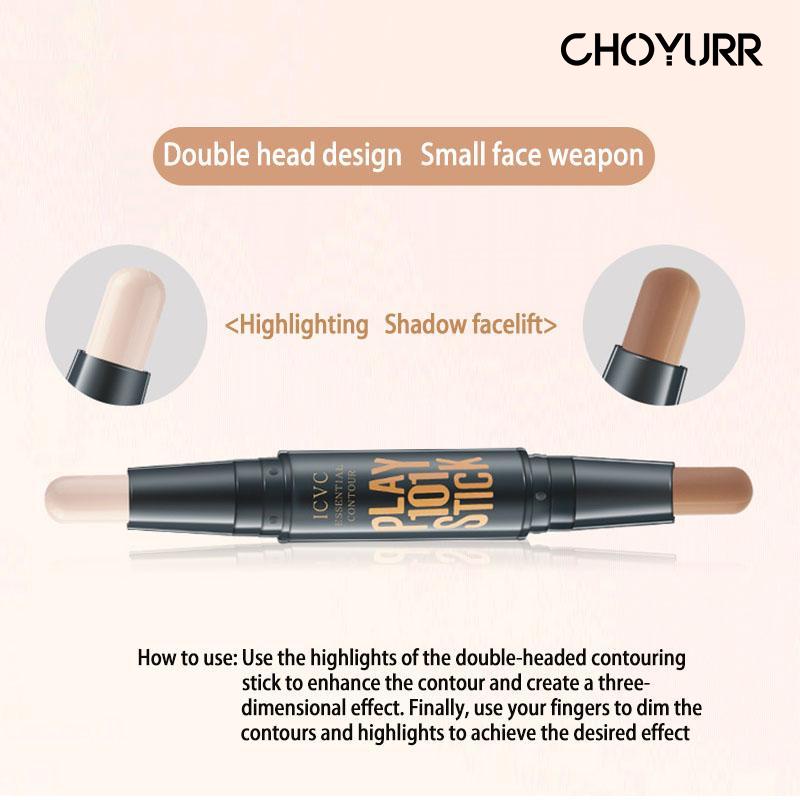 【COD】2 In1 Contouring Stick Waterproof Tahan Lama 3D Stick Concealer Face Stick Colour Geometry Duo Concealer Stick Contour Make up Stick Murah-CH