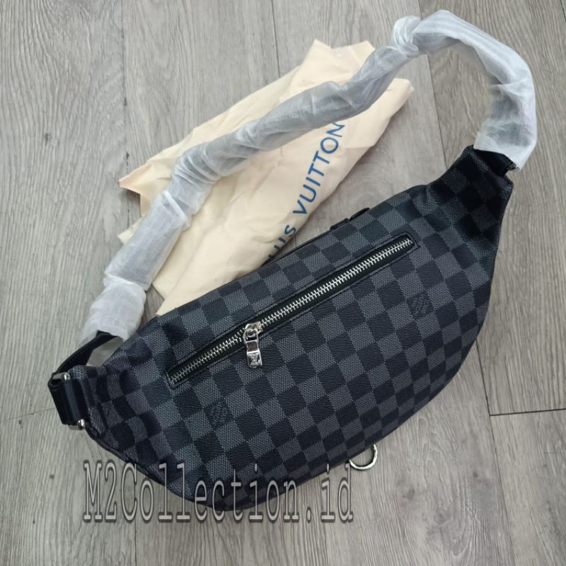 Waistbag LV Damier Black Belt Bag Tas Pinggang Super Premium Import Quality