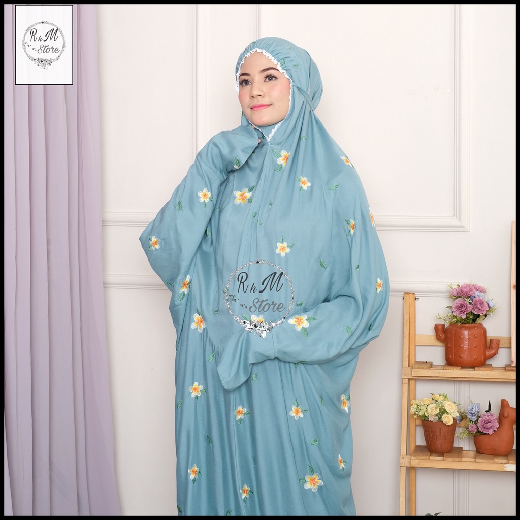 Mukena Terusan Lajuran Dewasa Rayon Bordir