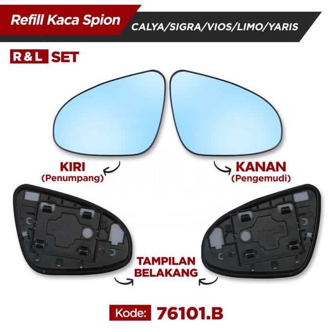 TERMURAH Kaca Spion Refill Biru SET - Spion Mobil Calya Sigra Vios Yaris