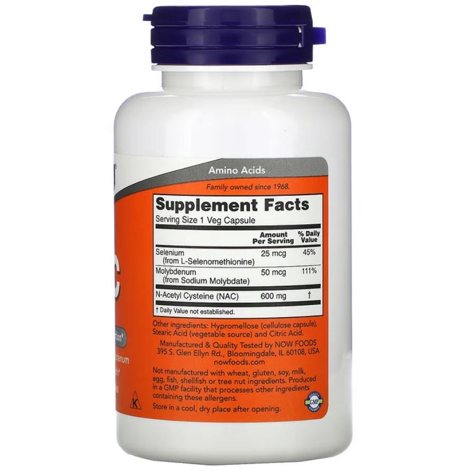 Now Foods NAC 600 mg 100 Veg Cap Now NAC Now Food NAC ORI USA