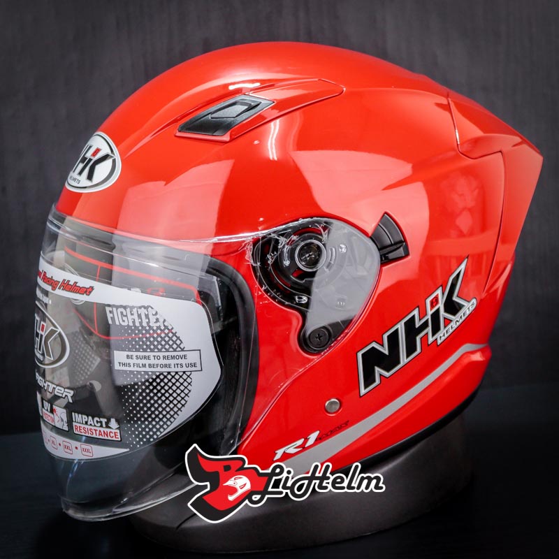 NHK HELM R1 MAX SOLID RED | R-1 Half face - Double visor