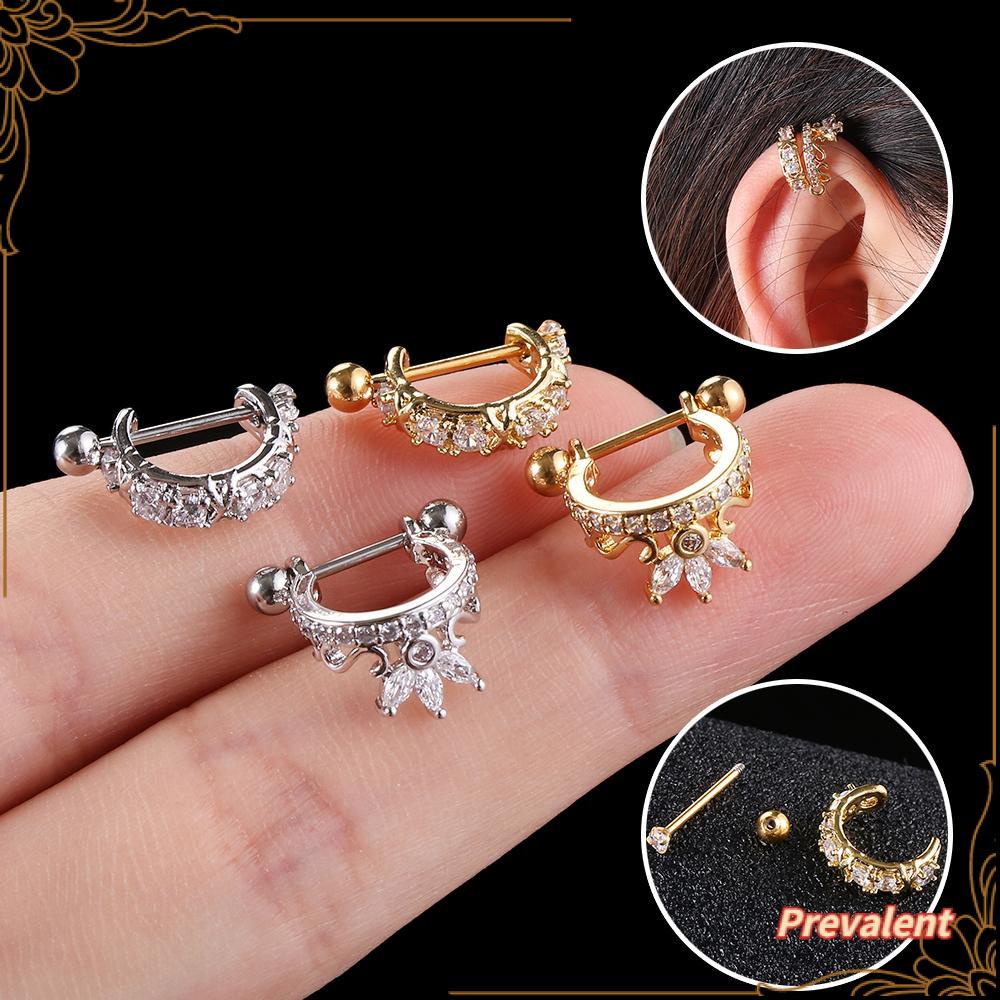 PREVA Cartilage Earring Rook Helix Piercing Cz Zircon Stainless Steel