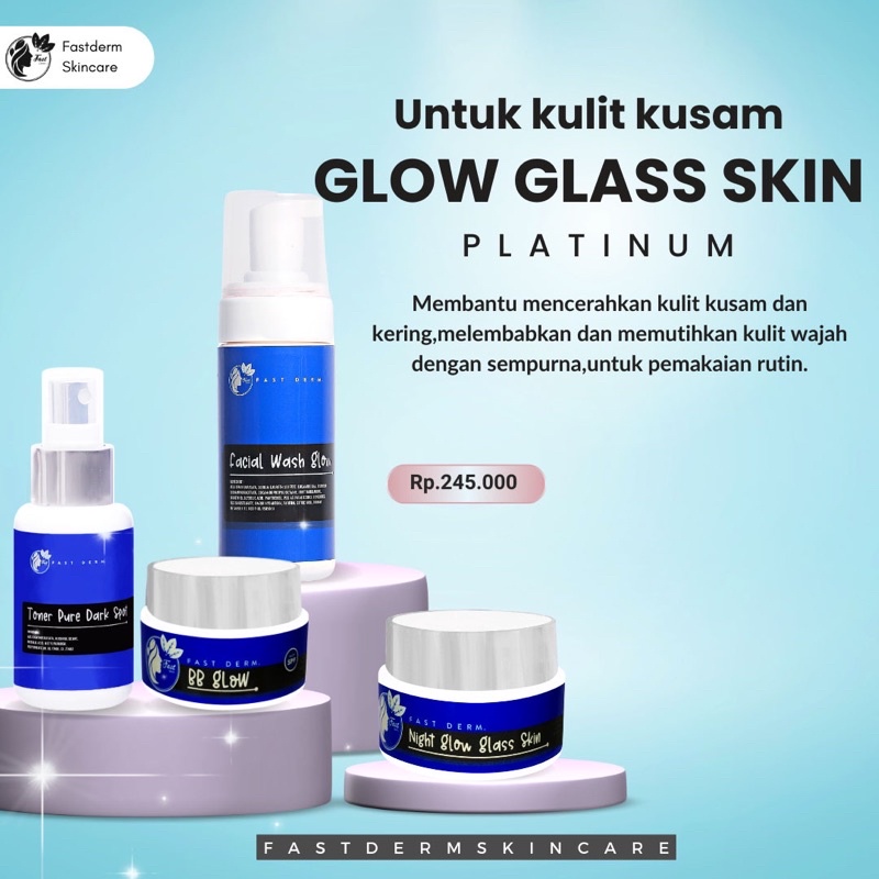 (BPOM) READY COD ‼️ FASTDERM BIRU PAKET GLOW GLASSKIN PLATINUM FAST DERM BEAUTY FASTDREM BPOM ORIGIN