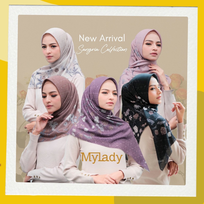Jilbab My Lady Sangria Series Ori Kerudung Mylady Hijab Premium Flex Ultrafine Motif Segi Empat